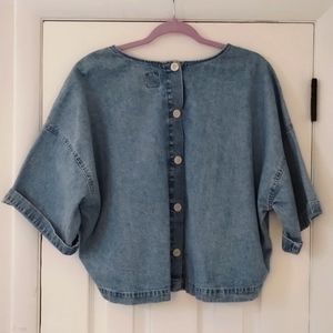 Gap Denim Cropped Button Back Top